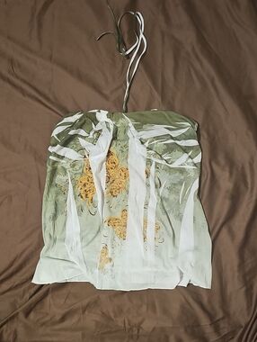 MKM Designs Olive, White & Gold Strapless Halter Camisole